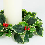 Real Touch Lifelike Variegated Holly Candle Ring