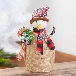 Snowman with Plaid Hat and Scarf