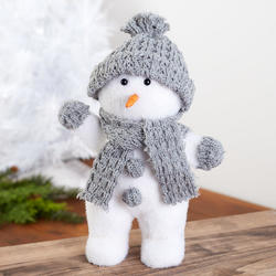 Standing Snowman with Grey Hat and Scarf