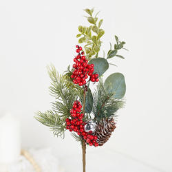 Artificial Pine, Eucalyptus with Red Berries and Bells Spray