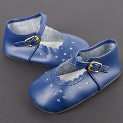 Monique Navy Blue Baby Heart Cut Doll Shoes