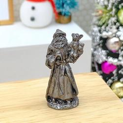 Miniature Pewter Olde World Santa with Bear