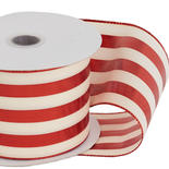 Red and Ivory Metallic Striped Ribbon