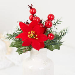 Artificial Poinsettia Berry and Holy Pick