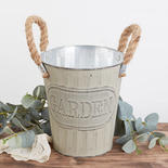 Rustic Garden Tin Planter with Rope Handles