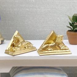 Miniature Gold Egyptian Sphinx Book Ends