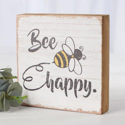 Rustic Bee Happy Block Sign