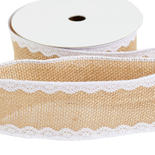 Lace Edge Burlap Wired Ribbon