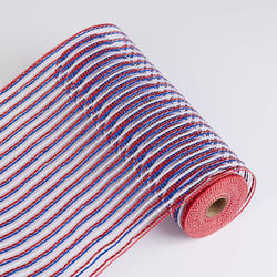 Red White and Blue Poly Mesh Ribbon