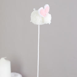 Fuzzy White Easter Bunny Pick