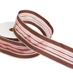Burgundy and Mauve Stripe Sheer Wired Ribbon