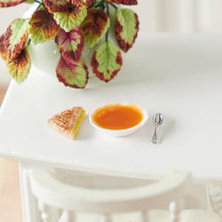 Dollhouse Miniature Grilled Cheese and Tomato Soup