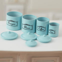 Dollhouse Miniature Turquoise Canister Set