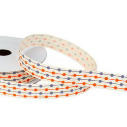 Mid-century Modern Polka Dot and Line Cotton Ribbon