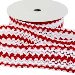 Red and White Velvet Non Stretch Wired Mesh