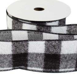 Black and White Check Wired Edge Ribbon