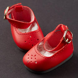 Monique Red Diamond-Cut Ankle Strap Doll Shoes