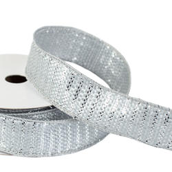 Metallic Silver Stripe Nylon Water Resistant Wired Edge Ribbon