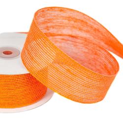 Orange Mesh Burlap Stripe Woven Edge Ribbon