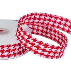 Red and White Houndstooth Wired Ribbon