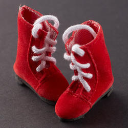 Monique Suede Red Lace-Up Doll Boots
