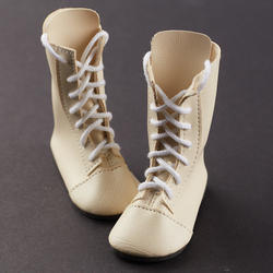 Monique Light Cream Laced-Up Doll Boots