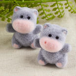 Miniature Flocked Gray Hippos