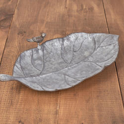 Weathered Metal Leaf and Bird Plate