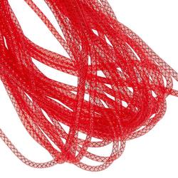 Red Poly Mesh Tubular Ribbon