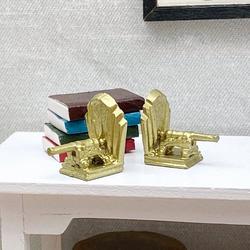 Dollhouse Miniature Cannon Bookends with Books