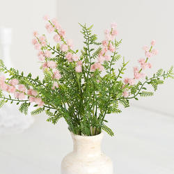 Weatherproof Artificial Fern with Pink Thistle Bush