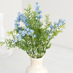 Weatherproof Artificial Fern with Blue Thistle Bush