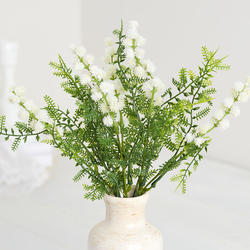 Weatherproof Artificial Fern with White Thistle Bush