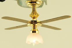 Dollhouse Miniature Ceiling Fan with 12V Tulip Light