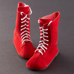 Monique Red Suede Laced Up Doll Boots