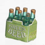 Dollhouse Miniature 6 pack Green Bottles of Beer