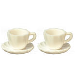 Dollhouse Miniature Victorian Cups and Saucers 2 Piece Set