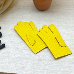 Dollhouse Miniature Yellow Gardening Gloves