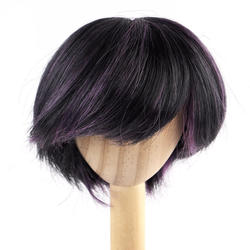 Monique Synthetic Mohair Off Black and Purple Buttercup Doll Wig
