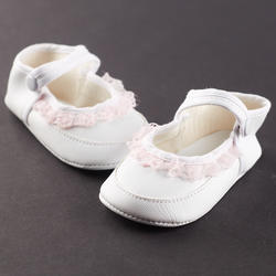 Monique White and Pink New Baby Doll Shoes