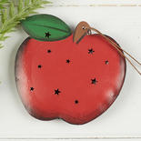 Rustic Tin Punched Apple Ornament