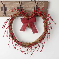 Grapevine Valentine Red Pip Berry Heart Wreath
