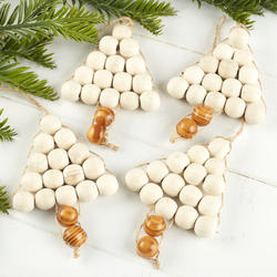 Set of 4 White Tree Bead Ornaments