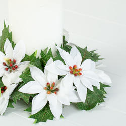 White Artificial Poinsettia Candle Ring