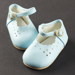 Monique Light Blue Baby Heart Cut Doll Shoes