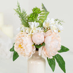 Cream and Pink Artificial Hydrangea and Peony Bundle