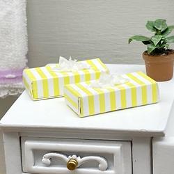 Dollhouse Miniature Yellow Stripes Tissue Box