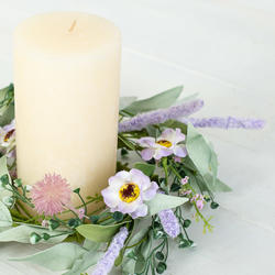 Artificial Lavender and Thistle Candle Ring