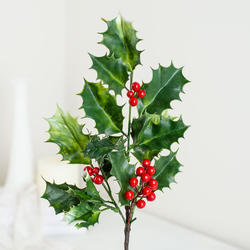 Artificial Holly Leaf and Berries Spray