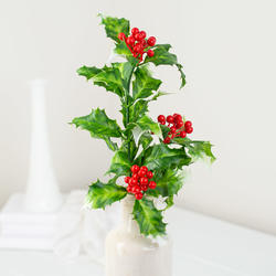 Weatherproof Artificial Holly Leaf and Berries Spray